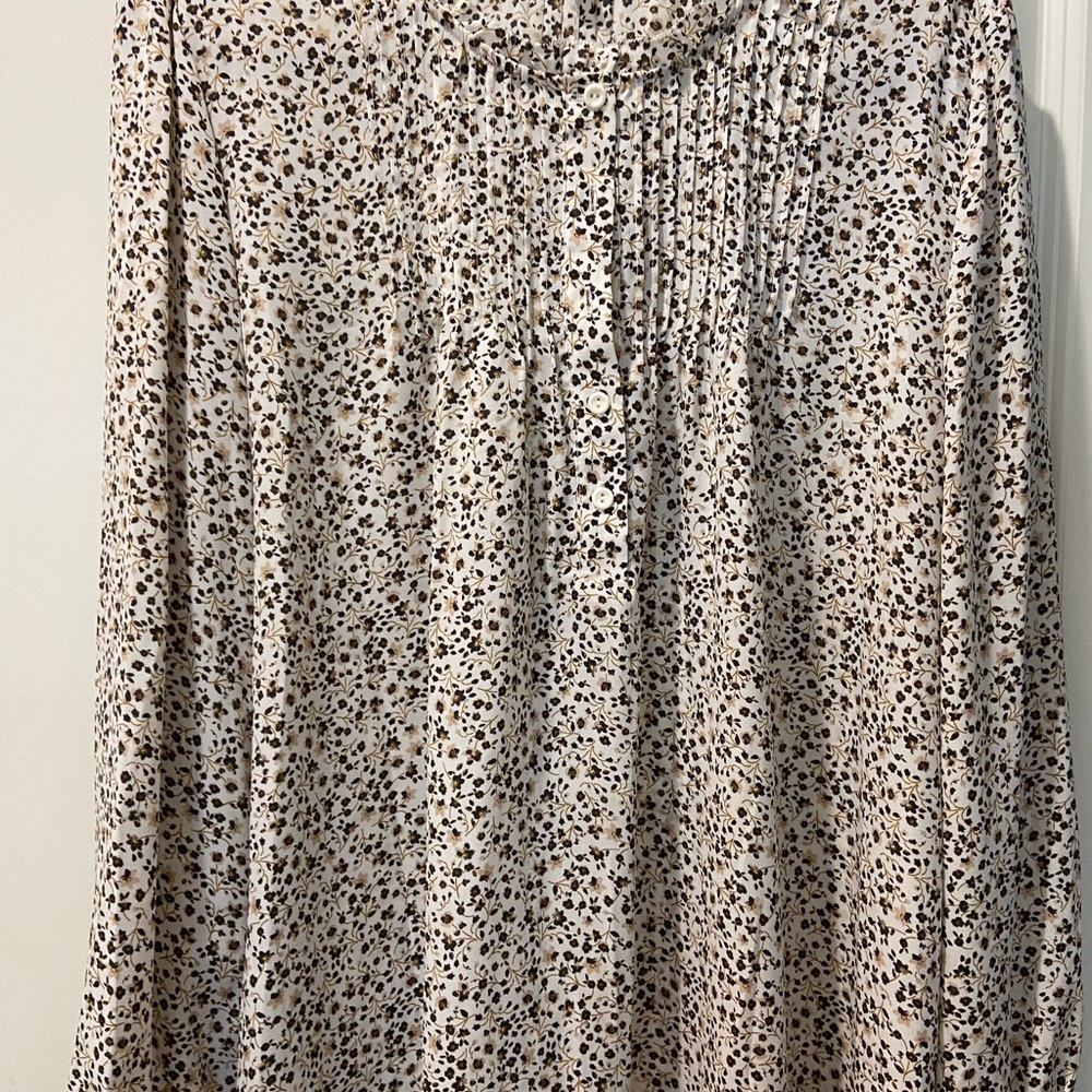 Adrianna Papell Cream Floral A-Line Midi Skirt